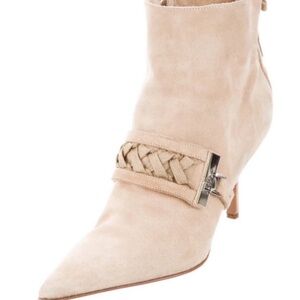 Dior Beige Heeled Boots with Silver Accent